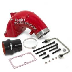Banks Power - Monster-Ram Intake Elbow W/Fuel Line and Hump Hose 4 Inch Red Powder Coated 07.5-18 Dodge/Ram 2500/3500 6.7L Banks Power
