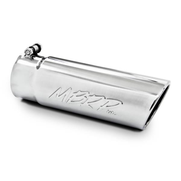 MBRP Exhaust - MBRP Exhaust Tip, 4" O.D. Angled Rolled End, 3 1/2" Inlet, 10" Length, T304 Stainless Steel, T5112