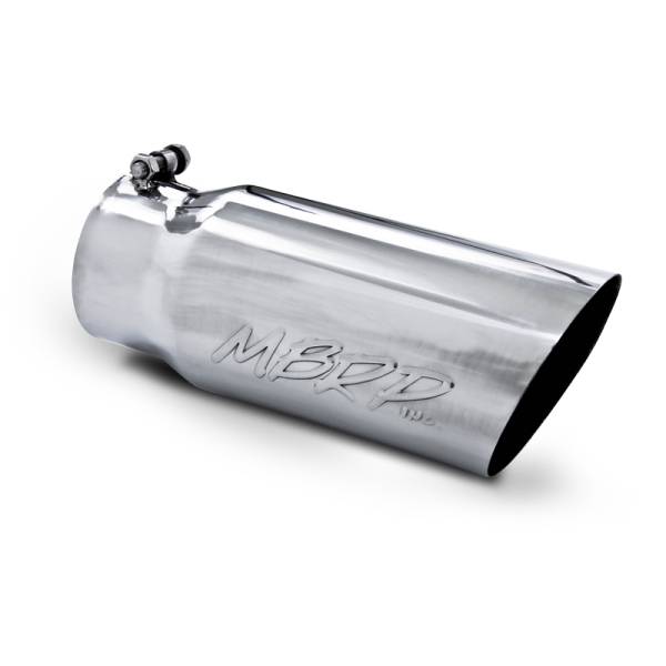 MBRP Exhaust - MBRP Exhaust Tip, 5" O.D. Angled Single Walled  4" inlet  12" length, T304 T5052