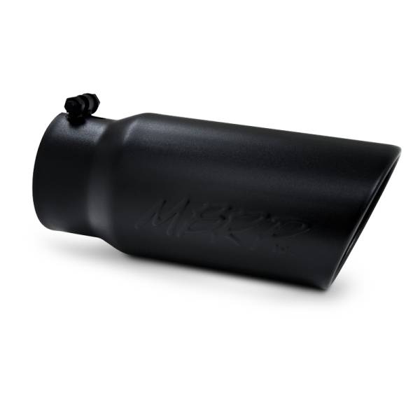 MBRP Exhaust - MBRP Exhaust Tip, 5" O.D. Angled Rolled End  4" inlet  12" length - Black Coated T5051BLK