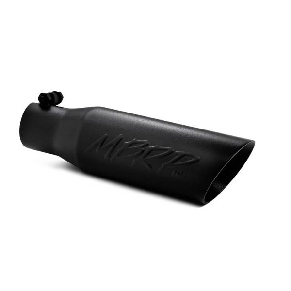 MBRP Exhaust - MBRP Exhaust Tip, 3 1/2" O.D. Dual Wall Angled  2 1/2" inlet  12" length - Black Coated T5106BLK