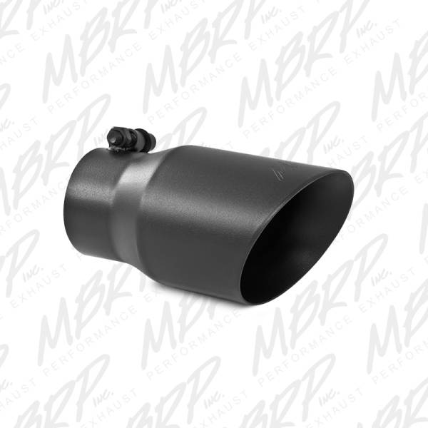 MBRP Exhaust - MBRP Exhaust Tip, 4" O.D., Dual Wall Angled, 3" inlet, 8" length, Black,  T5122BLK