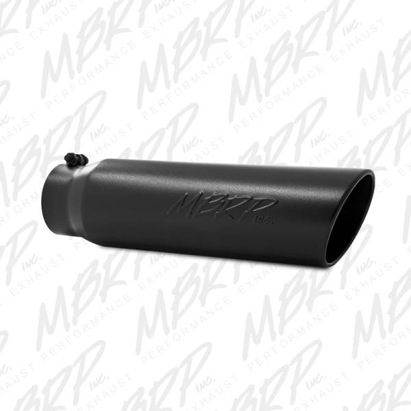 MBRP Exhaust - MBRP Exhaust Tip, 5" O.D., Angled Rolled End, 4" inlet 18" in length, Black Coated T5124BLK