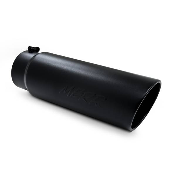 MBRP Exhaust - MBRP Exhaust Tip, 6" O.D., Angled Rolled End, 5" inlet 18" in length, Black Coated T5125BLK