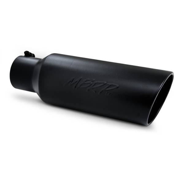 MBRP Exhaust - MBRP Exhaust Tip, 6" O.D., Rolled end, 4" inlet 18" in length, Black Coated T5130BLK