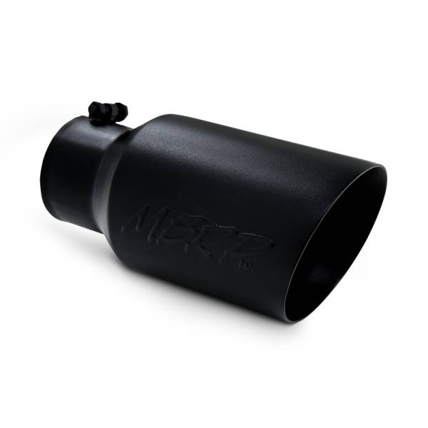 MBRP Exhaust - MBRP Exhaust Tip, 6" O.D. Dual Wall Angled  4" inlet  12" length - Black Coated T5072BLK