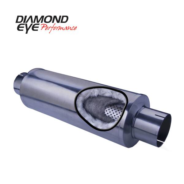 Diamond Eye Performance - Diamond Eye Performance, 5" PERFERATED HIGH FLOW- STRAIGHT THROUGH PERFORMANCE MUFFLER - 5" x 5" x 30" - T409 STAINLESS STEEL - Polished - 70050