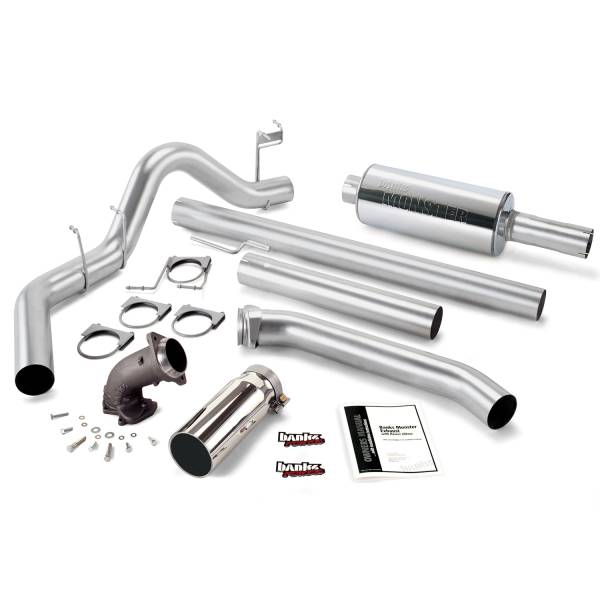 Banks Power - Banks Power Monster Exhaust System with Power Elbow, Single Exit, Chrome Round Tip 48637