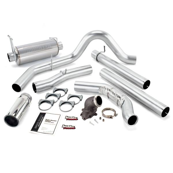 Banks Power - Banks Power Monster Exhaust System with Power Elbow, Single Exit, Chrome Round Tip 48660