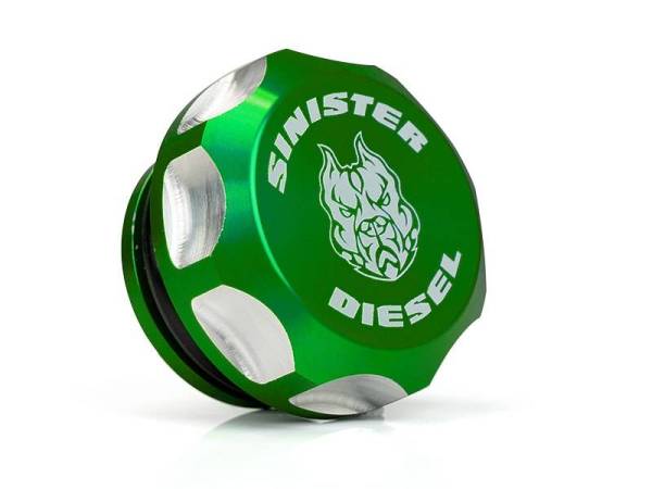 Sinister Diesel - Sinister Diesel Billet Fuel Plug / Cap for 2013-2017 Dodge / Ram 6.7 Cummins (Green)