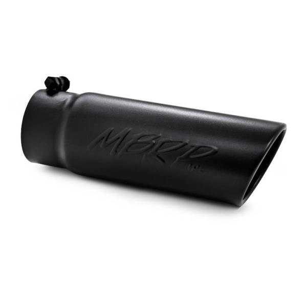 MBRP Exhaust - MBRP Exhaust Tip, 4" O.D. Angled Rolled End, 3 1/2" Inlet, 10" Length, Black Coated, T5112BLK
