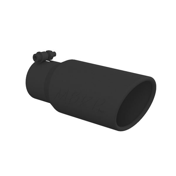 MBRP Exhaust - MBRP Exhaust Tip, 4" O.D., Angled Rolled End, 3" inlet, 10" length, Black, T5155BLK