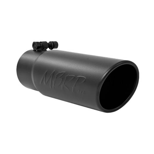 MBRP Exhaust - MBRP Exhaust Tip, 3 1/2" O.D. Angled Rolled End, 3" I.D. Inlet, 10" Length, T304, Black,  T5115BLK
