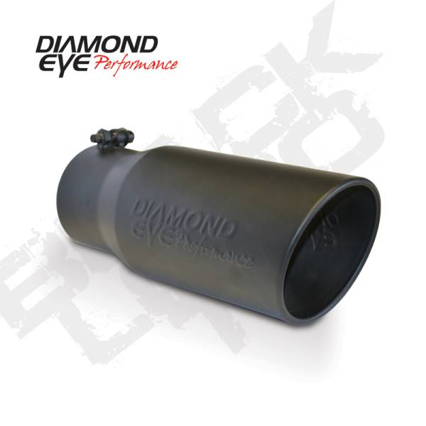 Diamond Eye Performance - Diamond Eye Performance 4" INLET X 5" OUTLET X 12" LONG, BOLT ON, ROLLED ANGLE, BLACK, EXHAUST TIP, 4512BRA-DEBK