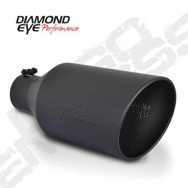 Diamond Eye Performance - Diamond Eye Performance, 4" ID x 8" OD x 18" Long,  Bolt-On, Rolled Angle, Black, Exhaust Tip, 4818BRA-DEBK