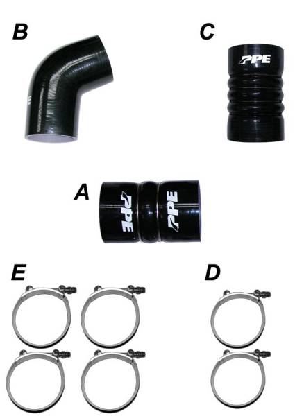 PPE Diesel - LBZ/LMM 06-10 Silicone Hose And Clamp Kit Black PPE Diesel