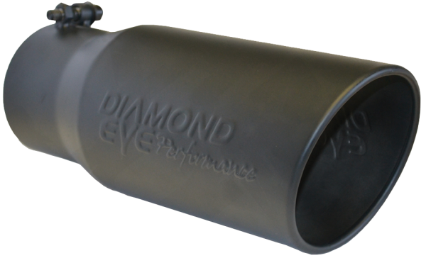 Diamond Eye Performance - Diamond Eye Performance 5" INLET X 6" OUTLET X 12" LONG BOLT ON ROLLED ANGLE BLACK EXHAUST TIP 5612BRA-DEBK