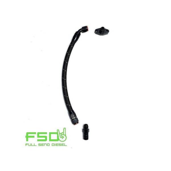 Full Send Diesel - 94-02 Dodge Cummins Turbo Drain Kit Manifold Flipped Up Black Full Send Diesel