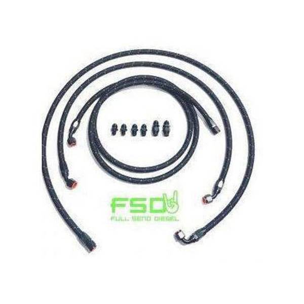 Full Send Diesel - 94-02 Dodge Cummins Stock Replacement Transmission Line Kit Black Braided Full Send Diesel