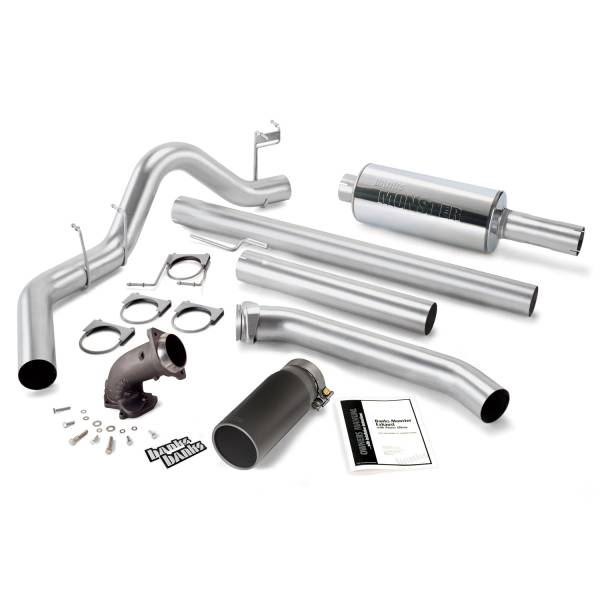 Banks Power - Monster Exhaust System W/Power Elbow Single Exit Black Round Tip 98-02 Dodge 5.9L Extended Cab Banks Power