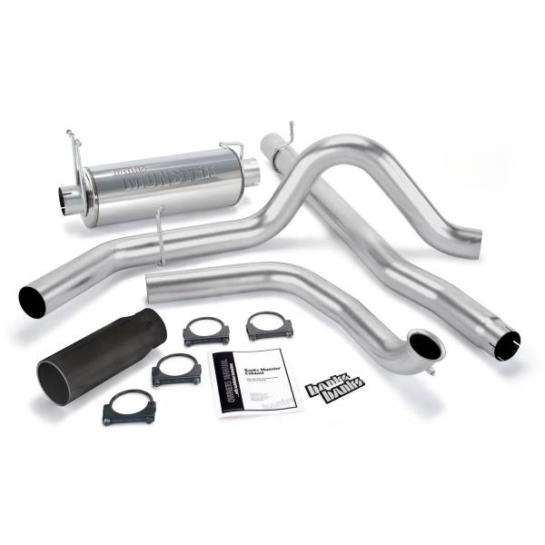 Banks Power - Monster Exhaust System Single Exit Black Round Tip 99 Ford 7.3L Truck W/Catalytic Converter Banks Power