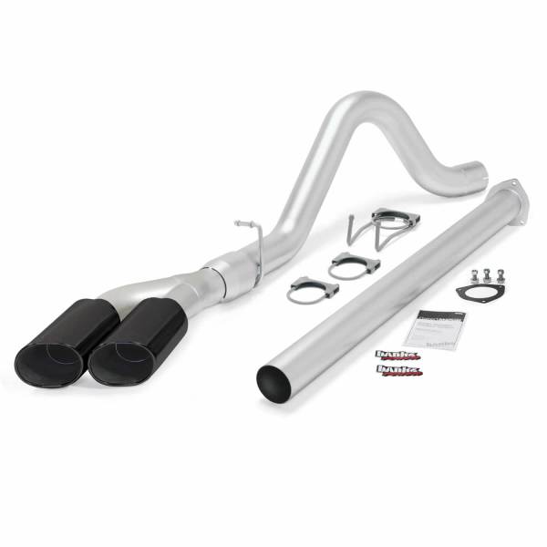 Banks Power - Monster Exhaust System Single Exit DualBlack Ob Round Tips 15 Ford Super Duty 6.7L Diesel Banks Power