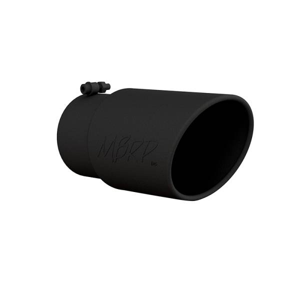 MBRP Exhaust - Exhaust Tip 6 Inch O.D. Angled Rolled End 5 Inch Inlet 12 Inch Length Black Coated MBRP