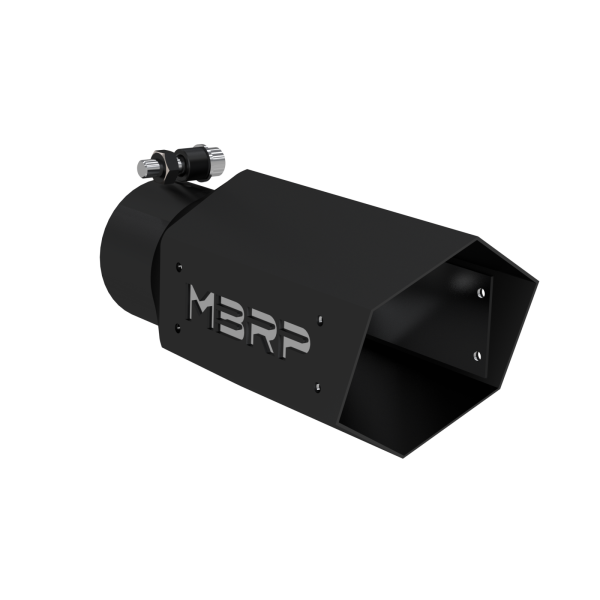 MBRP Exhaust - Universal 4 Inch Hexagon Shaped 3 Inch ID Inlet 10 Inch Assembled Stainless Hardware MBRP Armor BLK Exhaust Tip MBRP