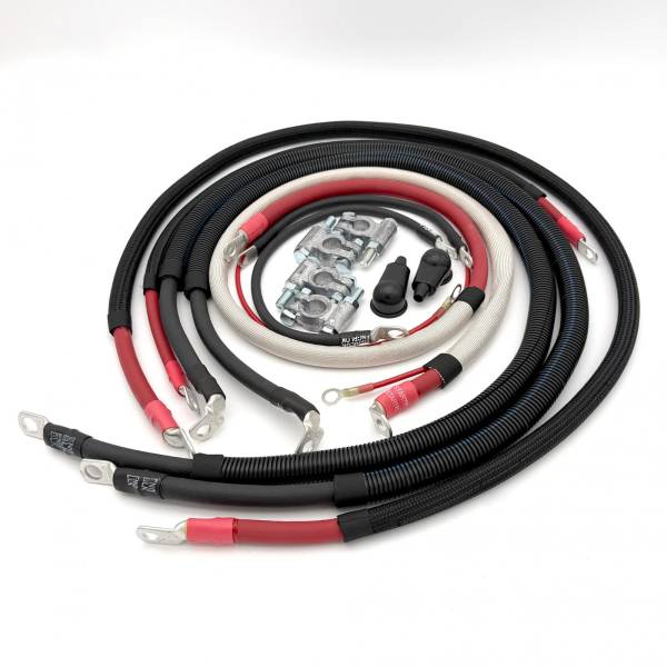 Big7Kits - 1999-2003 Ford F250/F350 Superduty Battery Cable Kit Powerstroke 7.3 Diesel 2/0 Gauge 90 Degree Battery Cable Big7Kits
