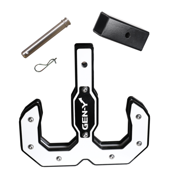 Gen Y Hitch - Hulk 2.0 Tow Hook 16K 2 Inch Shank Black/White with GH-007-1 Reducer Sleeve, GH-099 Pin & GH-011 Clip Gen Y Hitch