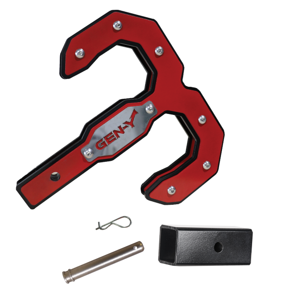 Gen Y Hitch - Hulk 2.0 Tow Hook 16K 2 Inch Shank Black/Red with GH-007-1 Reducer Sleeve, GH-099 Pin & GH-011 Clip Gen Y Hitch