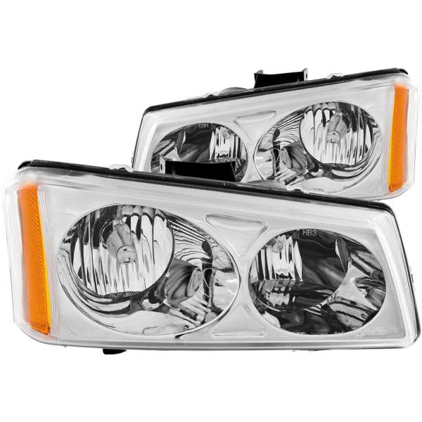 ANZO USA - Headlight Set Crystal Clear Lens Chrome Housing Pair Does Not Fit Avalanche Models With Body Cladding Chevrolet Avalanche 1500/Avalanche/Avalanche Silverado 2500 2003-2006, Chevrolet Silverado 1500/1500 HD/2500 HD/3500 2003-2007 ANZO USA