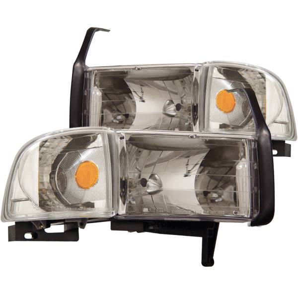 ANZO USA - Headlight Set Crystal Clear Lens Chrome Housing Pair Does Not Fit 99-01 Ram Models With Sport Package Dodge Ram 1500 1997-2001, Dodge Ram 2500/3500 1994-2002 ANZO USA