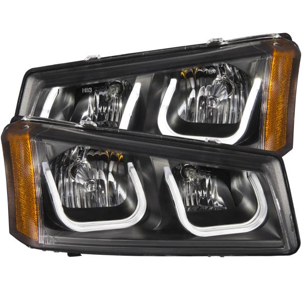 ANZO USA - Headlight Set Projector W/U-Bar Projector Clear Lens Black Housing Pair Does Not Fit Avalanche Models With Body Cladding Chevrolet Avalanche 1500/Avalanche/Avalanche Silverado 2500 2003-2006, Chevrolet Silverado 1500/1500 HD/2500 HD/3500 2003-2007 ANZO US