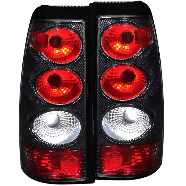 ANZO USA - Tail Light Set Clear/Red Lens Carbon Housing Pair Does Not Fit 3500 Series Or Stepside Models Chevrolet Silverado 1500/1500 HD/2500 HD/3500 2003-2007, 2500 2003-2006 ANZO USA