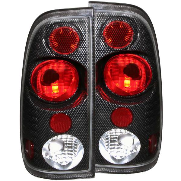 ANZO USA - Tail Light Set Clear/Red Lens Carbon Housing Pair Does Not Fit Super Crew Models Ford F-150 1997-2003 Ford F-250 1997-1999, Ford F-250/F-350 Super Duty 1999-2007 ANZO USA