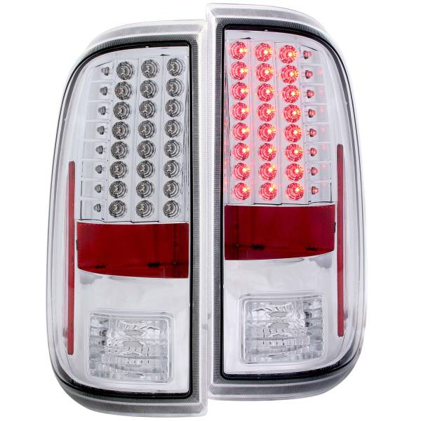 ANZO USA - Tail Light Set LED Clear Lens Chrome Housing Pair Ford F-250 Super Duty/F-350/F-450/F-550 Super Duty 2008-2016 ANZO USA
