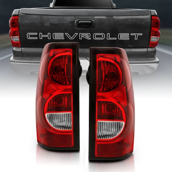 ANZO USA - Tail Light Set Chrome Housing Red/Clear Lens Pair Chevrolet Silverado 1500/2500/2500 HD/3500 2003-2007, 1500 HD 2005-2007, 3500 HD 2007 ANZO USA