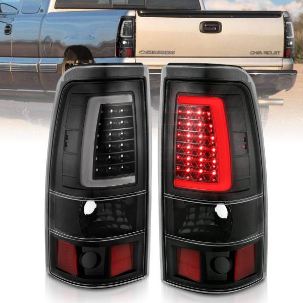 ANZO USA - Tail Light Set LED Black Housing Clear Lens Pair Chevrolet Silverado 1500/2500 1999-2002, 1500 HD/2500 HD 2001-2002, 3500 2001-2003, GMC Sierra 1500 1999-2007, 1500 HD/2500 HD/3500 2001-2006, 2500 1999-2004 ANZO USA