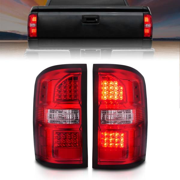 ANZO USA - Tail Light Set LED Chrome Housing Red/Clear Lens Pair GMC Sierra 1500 2015-2018, 2500 HD/3500 HD 2014-2018 ANZO USA