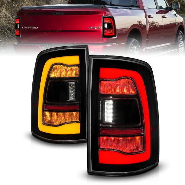 ANZO USA - Tail Light Set LED Sequential LED Amber Switchback Turn Signal Black Housing Smoke Lens Pair Dodge Ram 1500/2500/3500 2009-2010, Ram 1500/2500/3500 2011-2018, Ram 1500 2019-2023 ANZO USA