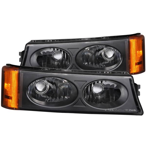 ANZO USA - Euro Clear Lens Black Housing Pair Chevrolet Avalanche 1500/Avalanche/Avalanche Silverado 2500 2003-2006, Chevrolet Silverado 1500/1500 HD/2500 HD/3500 2003-2007 ANZO USA