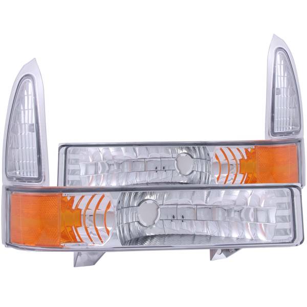 ANZO USA - Euro Clear Lens Chrome Housing Amber Reflector Pair Ford Excursion 2000-2004, Ford F-250/F-350/F-450/F-550 Super Duty 1999-2004 ANZO USA