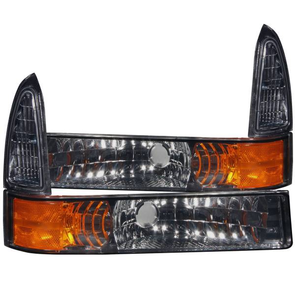 ANZO USA - Euro Smoke Lens Black Housing Amber Reflector Pair Ford Excursion 2000-2004, Ford F-250/F-350/F-450/F-550 Super Duty 1999-2004 ANZO USA
