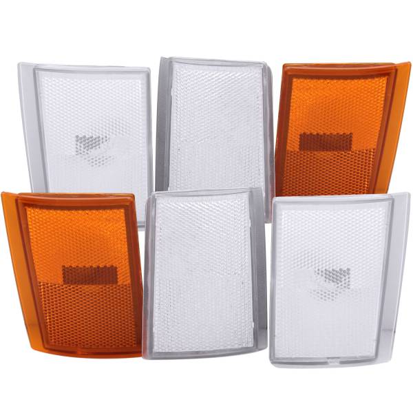 ANZO USA - Cornering Light Assembly Euro 4 Clear/2 Amber 6 Pc. Pair Also Includes 2-White Reflectors Chevy/GMC Trucks/SUVs 1988-1993 ANZO USA