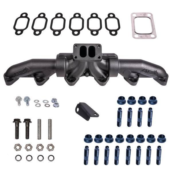 ATS Diesel Performance - ATS Pulse Exh Manfld 1994-Early 1998 5.9L Cummins 3-Pc T4 w/ Gaskets Prem Hardware