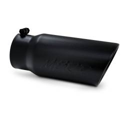 Exhaust Tips & Stacks - 4.0" Inlet Exhaust Tips - MBRP Exhaust - MBRP Exhaust Tip, 5" O.D. Angled Rolled End  4" inlet  12" length - Black Coated T5051BLK