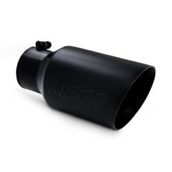 Exhaust Tips & Stacks - 4.0" Inlet Exhaust Tips - MBRP Exhaust - MBRP Exhaust Tip, 6" O.D. Dual Wall Angled  4" inlet  12" length - Black Coated T5072BLK
