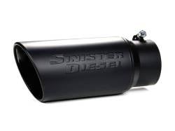 Exhaust Tips & Stacks - 4.0" Inlet Exhaust Tips - Sinister Diesel - Sinister Diesel Black Ceramic Coated Stainless Steel Exhaust Tip (4" to 5")