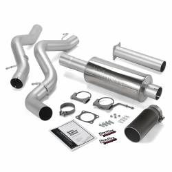 Monster Exhaust System Single Exit Black Round Tip 02-05 Chevy 6.6L EC/CCLB Banks Power